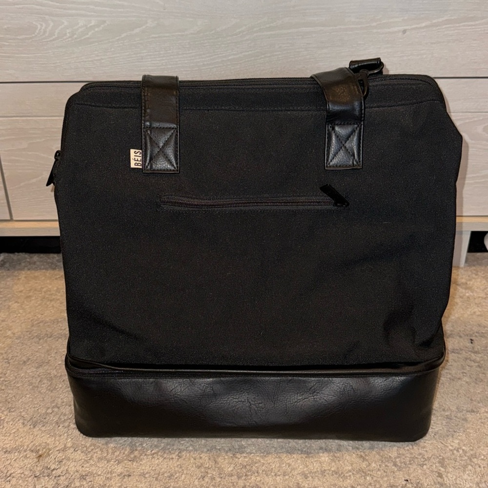 BEIS Black Canvas original weekender bag